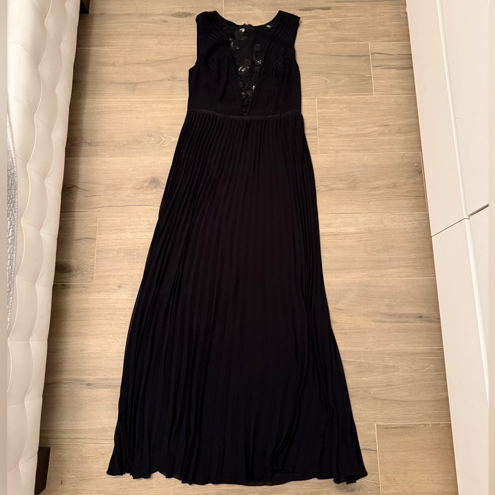 Ralph Lauren Black Pleated Bustier Evening Gown
